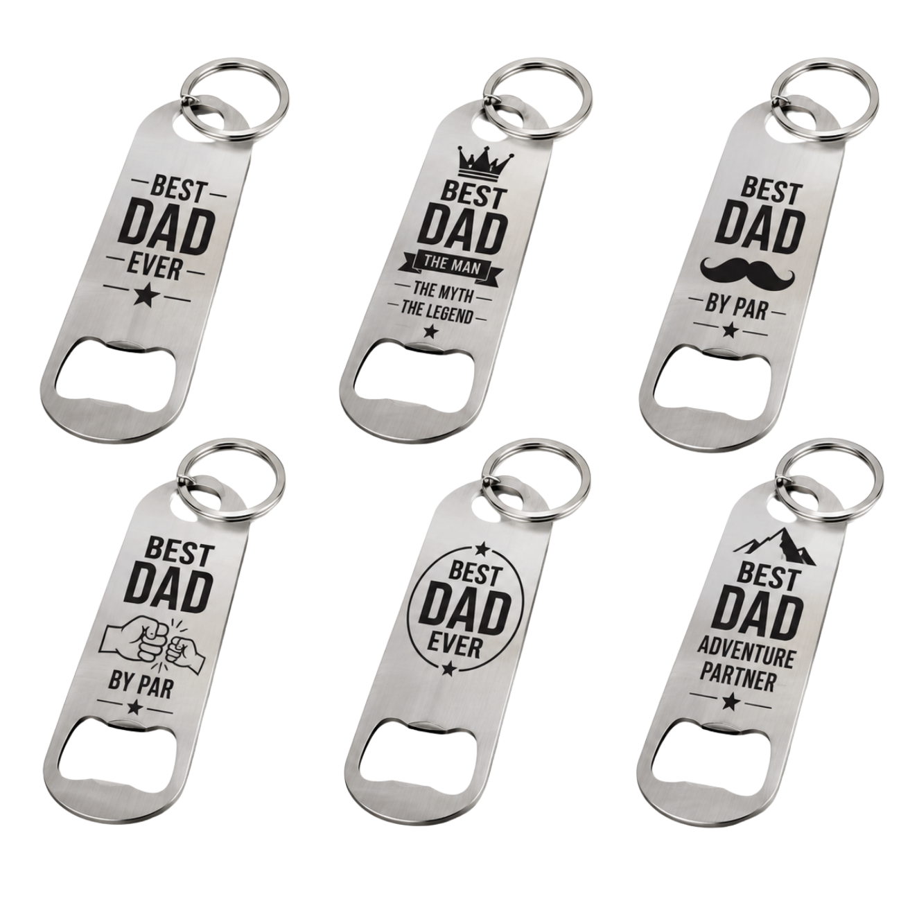 Long stainless steel bottle opener keyrings
