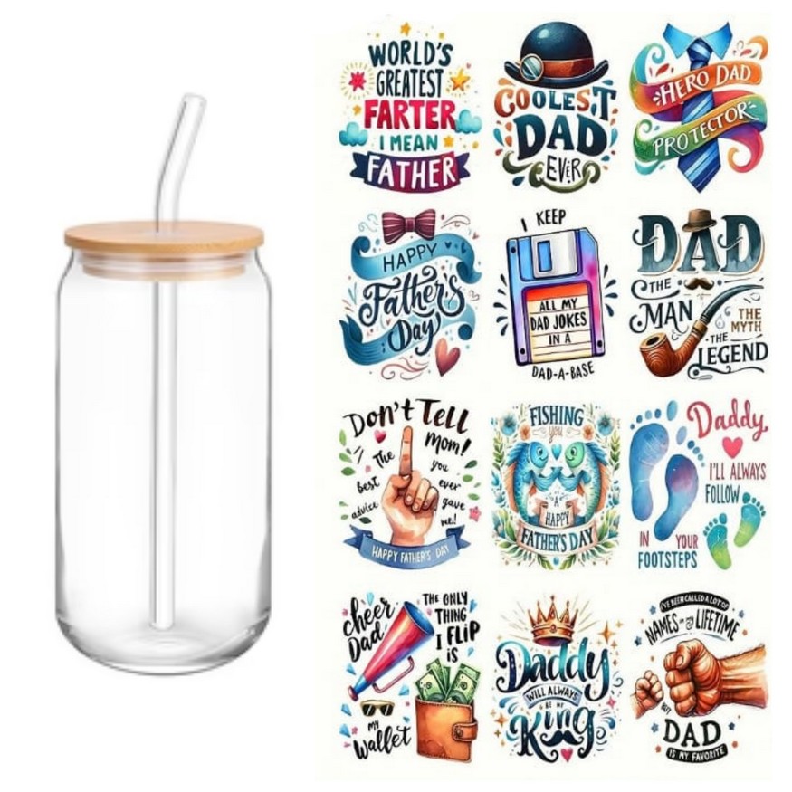 500ml Drinking Glass Jar with Wooden Lid and Glass Straw